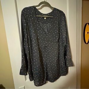 Como Blu Silky Polk a Dot Blouse 3x